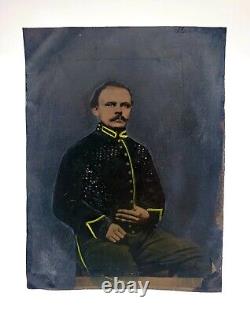 Tintype Photograph Military Civil War Soldier Officer Full Plate 8.5 x 6.5