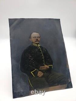 Tintype Photograph Military Civil War Soldier Officer Full Plate 8.5 x 6.5