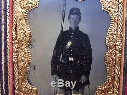 Tintype of Armed Civil War Soldier Standing