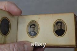 Tintype photo album miniature 35 gem 1 in Civil War Era portraits 1800 antique