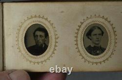 Tintype photo album miniature 48 gem 1 in Civil War Era portraits 1800 antique