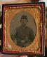 Triple Weapon Civil War Union Cavalry Tintype With Gauntlets And Redone Case