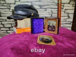 Two Civil War Era 6th Tintype Photos, One In A Daguerreotype Frame