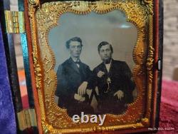 Two Civil War Era 6th Tintype Photos, One In A Daguerreotype Frame