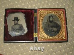 Two Civil War tintype photographs same soldier
