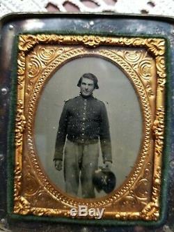 Two Tin Type B/W Photo Box Of Unknown Civil War Soldiers