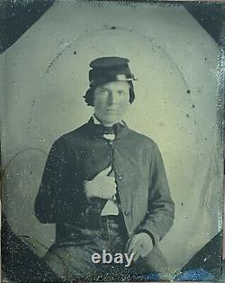 US Civil War 1/9 Plate Tintype Soldier Portrait Antique Tin Photo