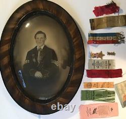US Civil War Ribbon & Large Photo Lot Iowa 2nd Cavalry Crocker Brigade GAR Medal
