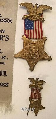 US Civil War Ribbon & Large Photo Lot Iowa 2nd Cavalry Crocker Brigade GAR Medal
