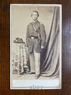 Union Infantry officer withsword Hardee hat Great Barrington Massachusetts CDV