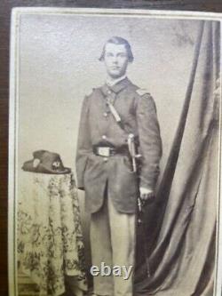 Union Infantry officer withsword Hardee hat Great Barrington Massachusetts CDV