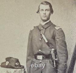 Union Infantry officer withsword Hardee hat Great Barrington Massachusetts CDV