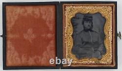 Union Soldier 1860 Bushy Beard Sideburns Kepi Civil War Tintype Beard Hair Q8615
