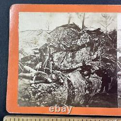 Union Soldiers Battle of Gettysburg Devil's Den Stereoview Civil War c1863 Y7914