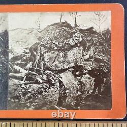 Union Soldiers Battle of Gettysburg Devil's Den Stereoview Civil War c1863 Y7914