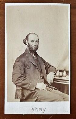 Unusual CDV of Man Posing w Pears 1860s Civil War Era Connecticut Photographer