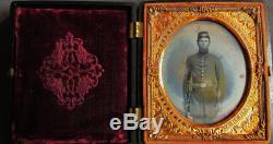 VINTAGE CIVIL WAR SOLDIER AMBROTYPE PHOTOGRAPH WithUNION CASE