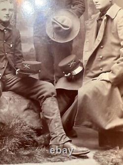 VTG Cabinet Photo Three Handsome Men / Soldiers Civil War Hats Streator Illinois