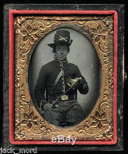 VV Rare Ambrotype Photo WOMAN Civil War Cavalry Soldier