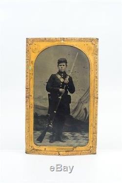 Very Nice Small CDV Sized Tintype Young Union Soldier Boy Civil War Photograph