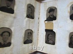 Very Rare Large Antique Gem Size Tintype Album, Civil War, VICTORIAN, FULL