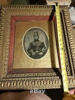 Very Rare Tintype Military Civil War Soldier Picture with pic of wife on back