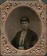 Victorian Civil War Soldier 6th Plate Tintype Identified With Battle Souvenir