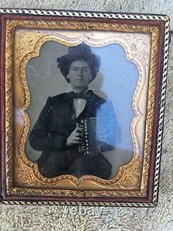 Vintage 1800's Civil War Era Daguerreotype Photo Musician