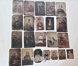 Vintage 1800's Civil War Era Tintype Photos Women & Children Lot Of 22 Nice Ones