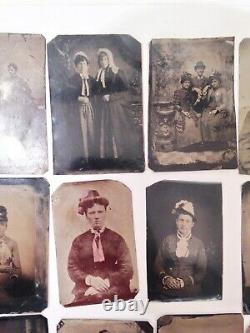 Vintage 1800's Civil War Era Tintype Photos Women & Children Lot Of 22 Nice Ones