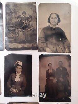 Vintage 1800's Civil War Era Tintype Photos Women & Children Lot Of 22 Nice Ones