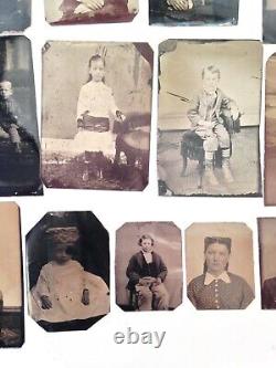 Vintage 1800's Civil War Era Tintype Photos Women & Children Lot Of 22 Nice Ones