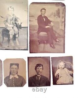 Vintage 1800's Civil War Era Tintype Photos Women & Children Lot Of 22 Nice Ones