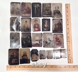 Vintage 1800's Civil War Era Tintype Photos Women & Children Lot Of 22 Nice Ones