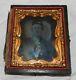Vintage Ambrotype Photograph Of Civil War Soldier With Kepi Hat In Case