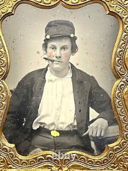 Vintage Antique Civil War Era Soldier Gold Plate Tintype Photograph Portrait Old