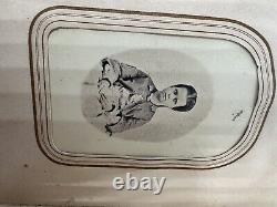 Vintage Civil War Era Photo Album, Gilt pgs Porcelain Buttons 45 CDVs Stamps