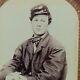 Vintage Civil War Large Cdv Picture Photo Boy Soldier Kepi Hat Confederate