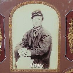Vintage Civil War large CDV picture photo boy soldier Kepi hat Confederate