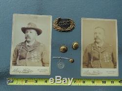 Vintage Named Civil War Soldier Cabinet Photo Picture Hat Badge Button Medal Lot
