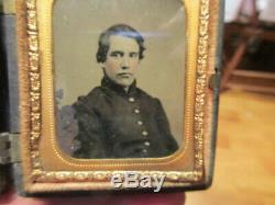 Vintage Original Union Civil War Soldier Tintype with Obituary Estate Fresh