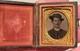 Vintage Sixteenth Plate Tintype Of A Civil War Union Soldier In Repaired Case