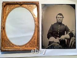 Washington Case Neff 1/2 Plate Civil War Cavalry Officer Soldier Sword Flag Tint