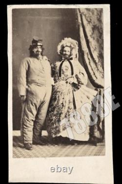 Weird CDV Crossdresser Civil War Soldier & Wife 1860s Photo Creepy Halloween