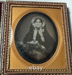 Woman Mourning Clothes Sixth Plate Civil War antique Full Case Daguerreotype