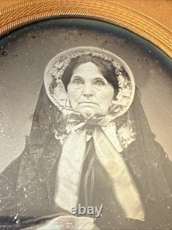 Woman Mourning Clothes Sixth Plate Civil War antique Full Case Daguerreotype