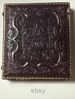 Woman Mourning Clothes Sixth Plate Civil War antique Full Case Daguerreotype