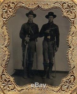 Wonderful CIVIL War 6th Plate Tintype Of Two Federal Artillerymen