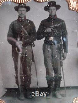 Wonderful CIVIL War 6th Plate Tintype Of Two Federal Artillerymen