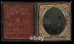 Young Poker Players / Civil War Soldiers Painted Gold Buttons + Gun 1/6 Tintype